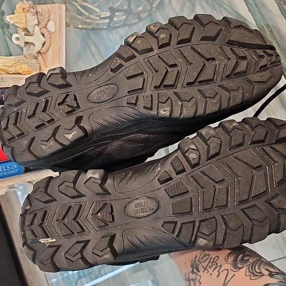 Mens Harley-Davidson Black Leather Lace Up Work Riding Biker Boots Size 12 - Picture 6 of 7